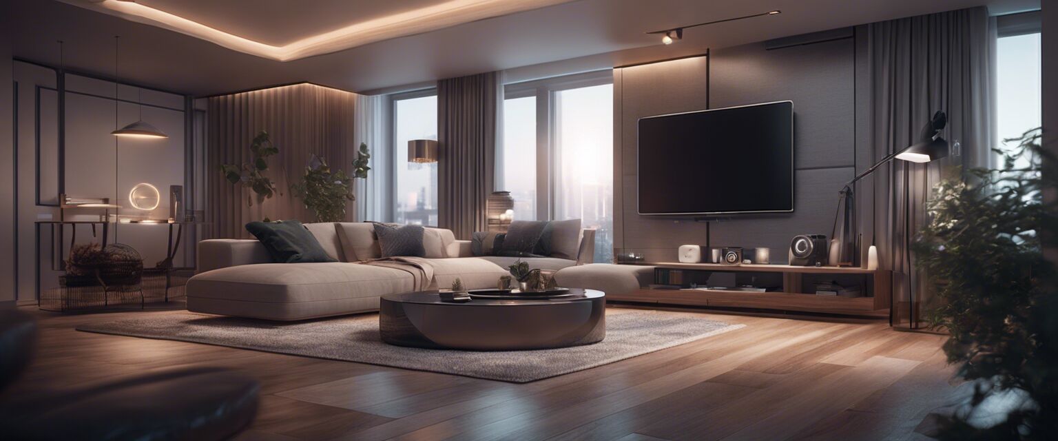 Smart home automation in a modern living room