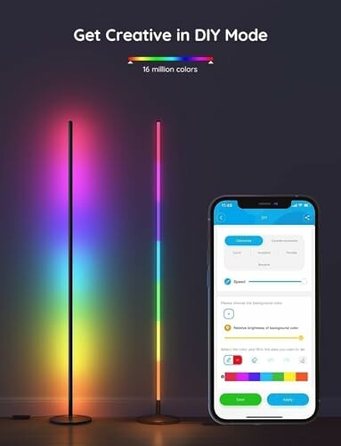 Smart lamp with customizable colors via mobile app.