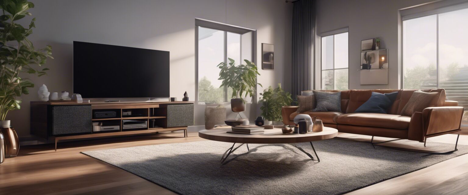 Smart voice assistant setup in a living room