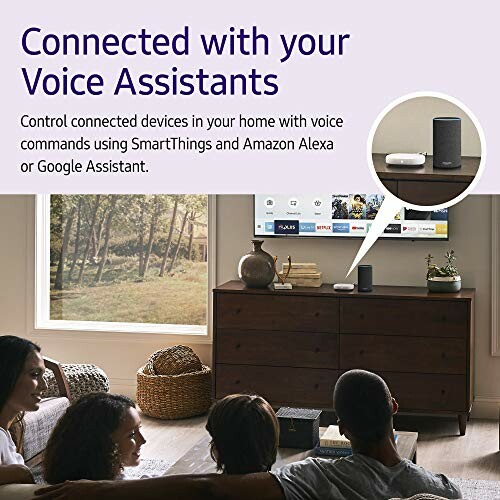 People using voice assistants to control devices in a living room.